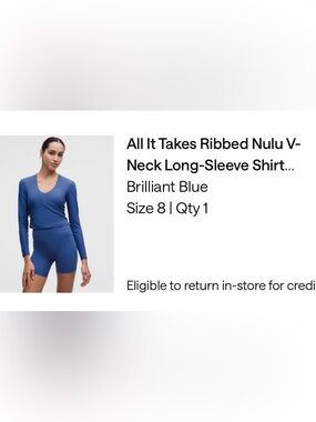 Lululemon ribbed v Neck Long-Sleeve One-Piece - Brilliant Blue